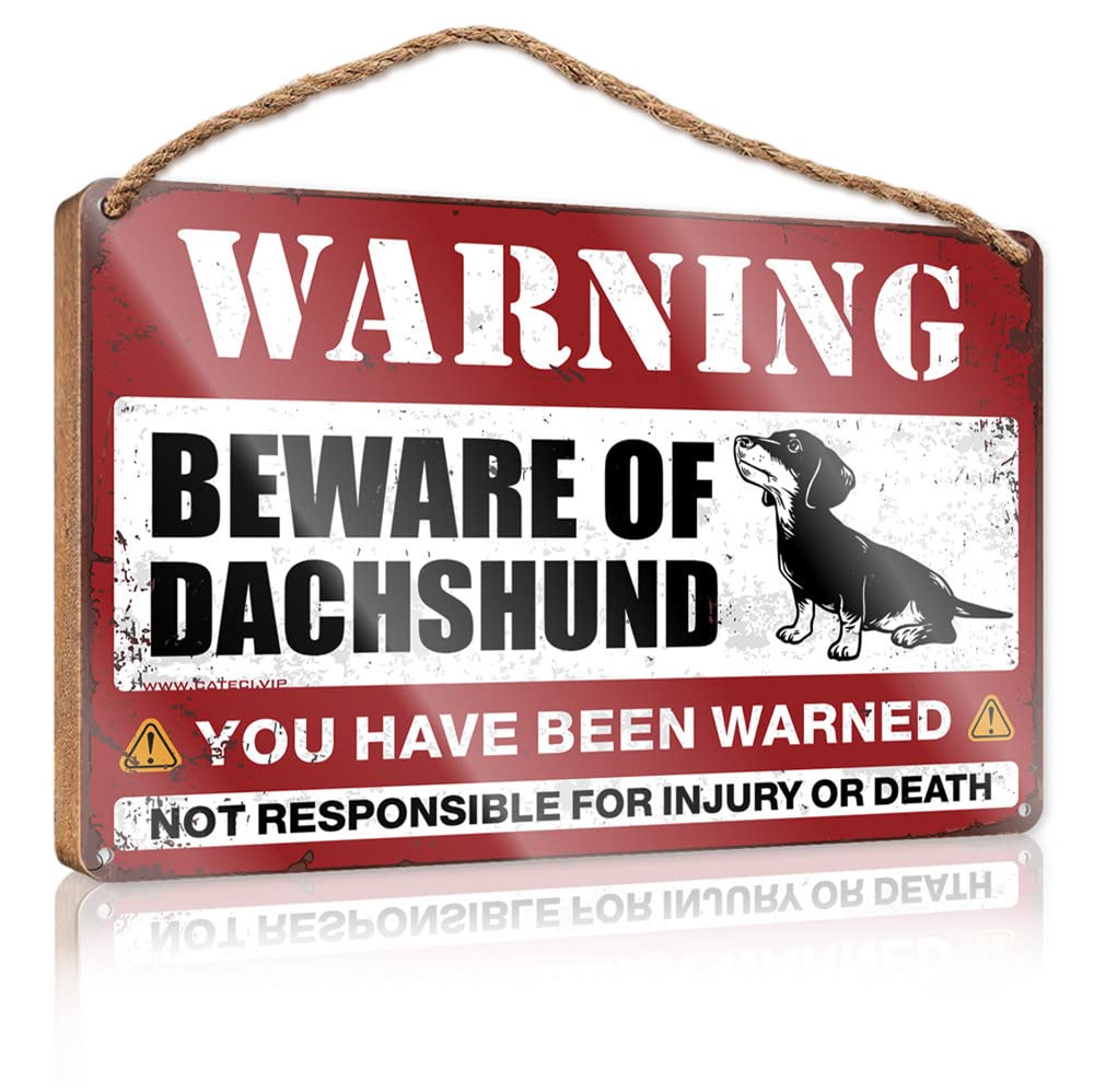 Dtha One Color Hanging Wooden Plaque Beware Of Dachshund Wooden Sign Restroom Sign Funny Bathroom Decor Wall Art(20X30cm)