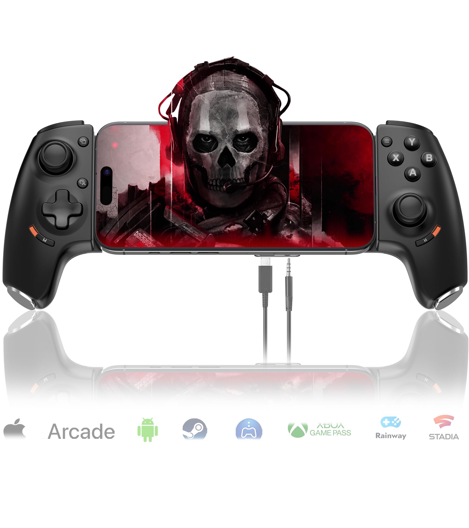 Type C Mobile Gaming Controller for Android & iPhone 17/16/15 Series (USB-C), Phone Controller with Hall Joystick & Triggers, Remote Play/Xbox Streaming/Cloud Game/COD, jack audio da 3,5 mm, nero