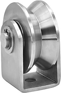 Grooved Wheel Pulley Block Pulley Wheel Stainless Duplex Bearing Silent Detachable Heavy Duty Traction Wheel for Material Handling and Moving Lifting Loading 1760lb/800 Kg