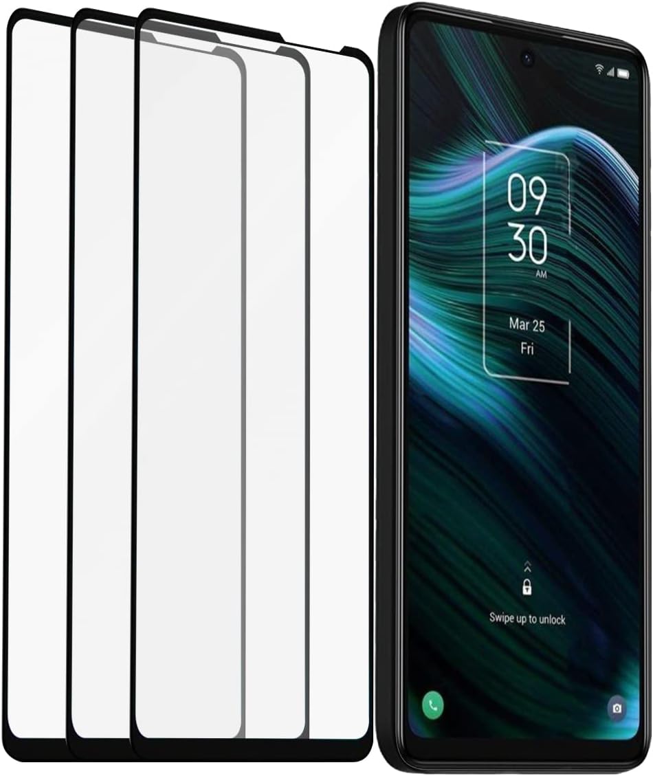 OCESTORE 3 Pack Screen Protector for T C L Stylus 5G,Anti-Scratch 9H Hardness Full Coverage Silk Print Black Tempered glass Protective Film