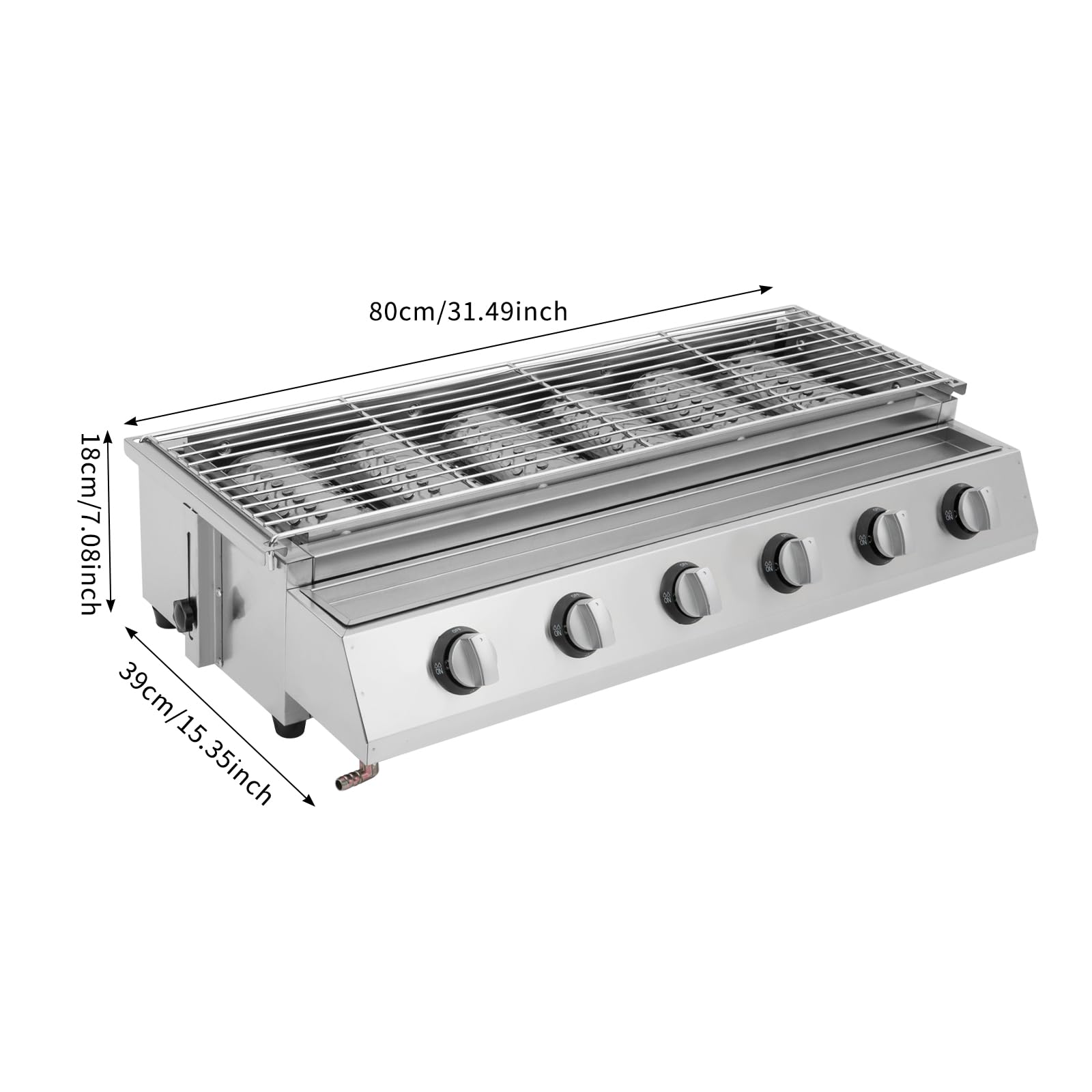 Plancha de gas comercial para encimera, parrilla de 6 quemadores, parrilla de gas portátil para exteriores con encendido electrónico, parrilla de gasolina para camping y barbacoa