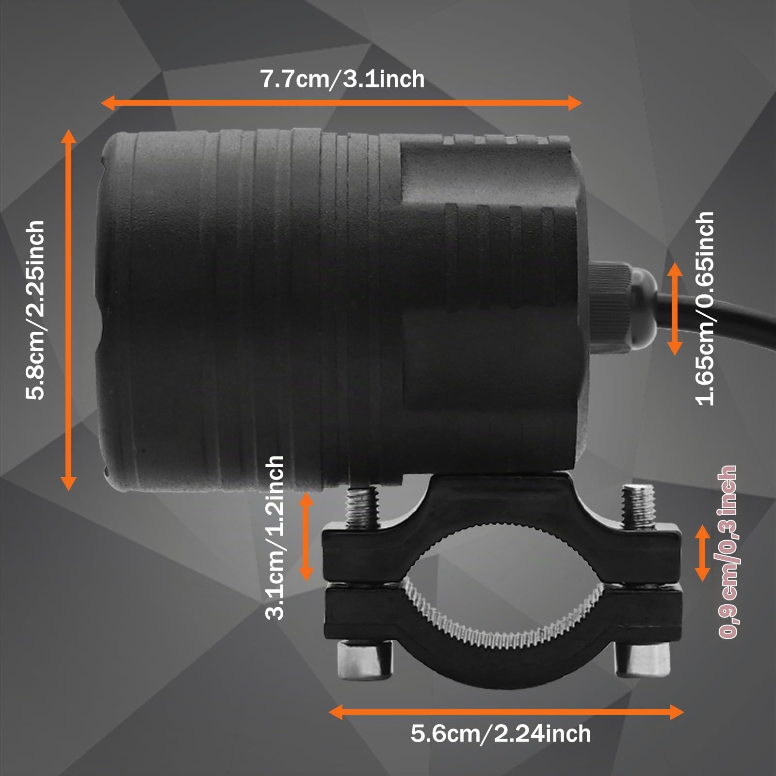 feux additionnels moto led, phare, led moto projecteur lampe Kit Feux de Route à LED Rond avec Interrupteur et Support de Montage, 2Pcs