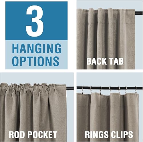 Miniatura 5 de H.VERSAILTEX Cortinas 100% opacas con aspecto de lino para dormitorio, cortinas de bloqueo de luz de 96 pulgadas con doble cara de lino con pestaña