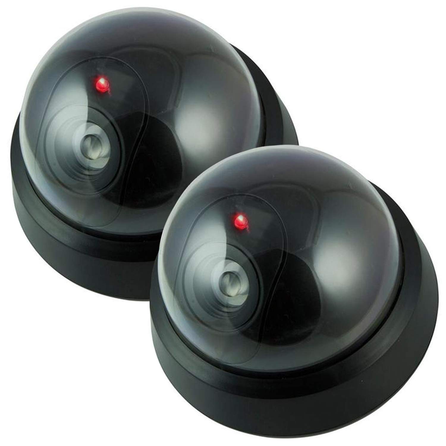 Pearl EnterprisesDummy Fake Security Surveillance CCTV Dome Camera with One Red LED Light Outdoor Indoor Wireless Home Cam System Battery Powered Realistic Look for Home or Business Anti-Theft 2 pack