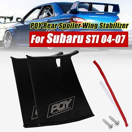 Amazon Pqyracing 2pcs リアスポイラーウイングスタビライザー For 02 07スバルインプレッサwrx Sti 04 07スバルstiセダン リアウイング 車 バイク