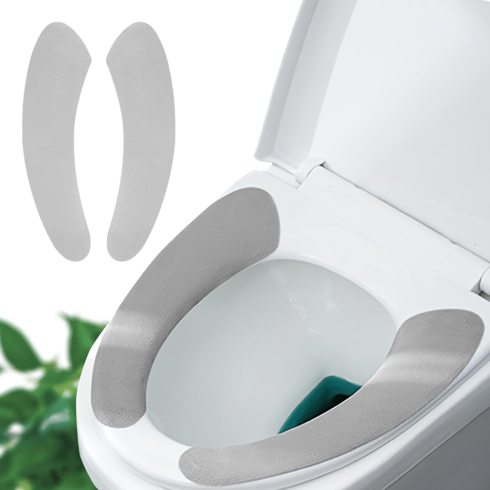 Dünne und warme Toilettensitzabdeckung Pad - selbstklebend, verstellbar und zuschneidbar, bequem und leicht zu reinigen, perfekt für Badezimmer zu Hause (Grau)