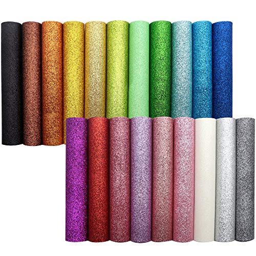 David Accessories Shiny Superfine Glitter Faux Leather Sheets Solid Color Synthetic Leather Fabric 20 Pcs 7.7 X 12.9 (20 X 33Cm) Canvas Back Assorted Colors For Diy Earrings Hair Bows Making #TOP1