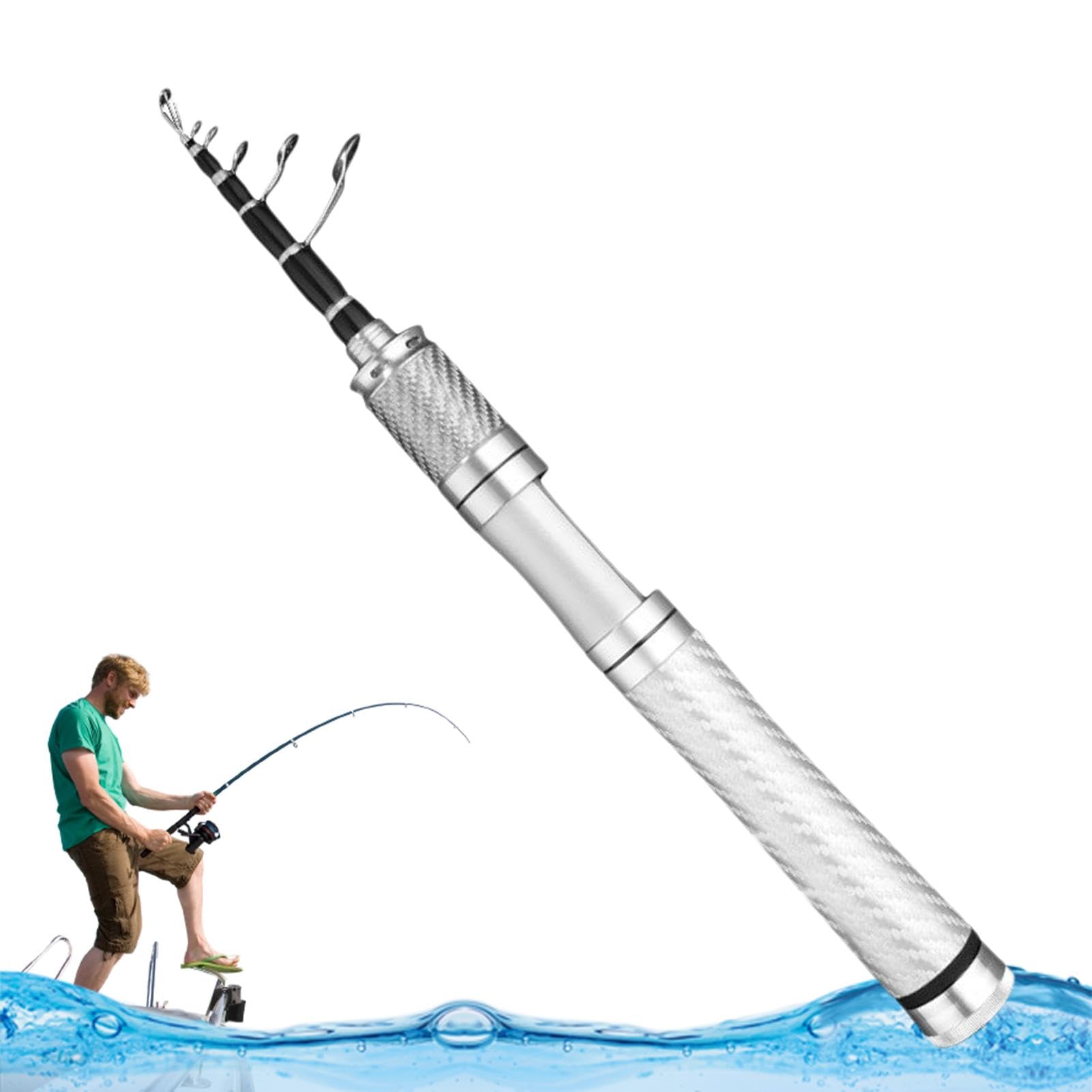 Canna da pesca telescopica retrattile, compatta, leggera, portatile, per viaggi, attrezzatura da pesca facile da trasportare per pesca in ruscello, lago e riva, canna da pesca portatile per attività