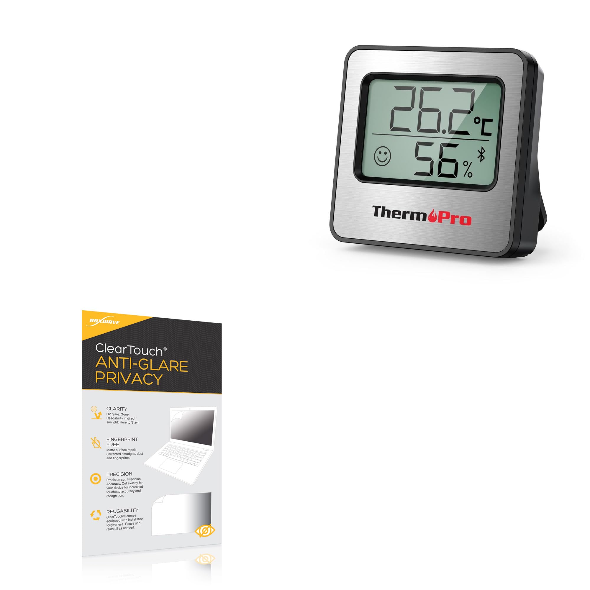 BoxWave Screen Protector Compatible with ThermoPro TP357 - ClearTouch Anti-Glare Privacy (2-Pack), Privacy Screen Protector Flexible Film Anti-Glare