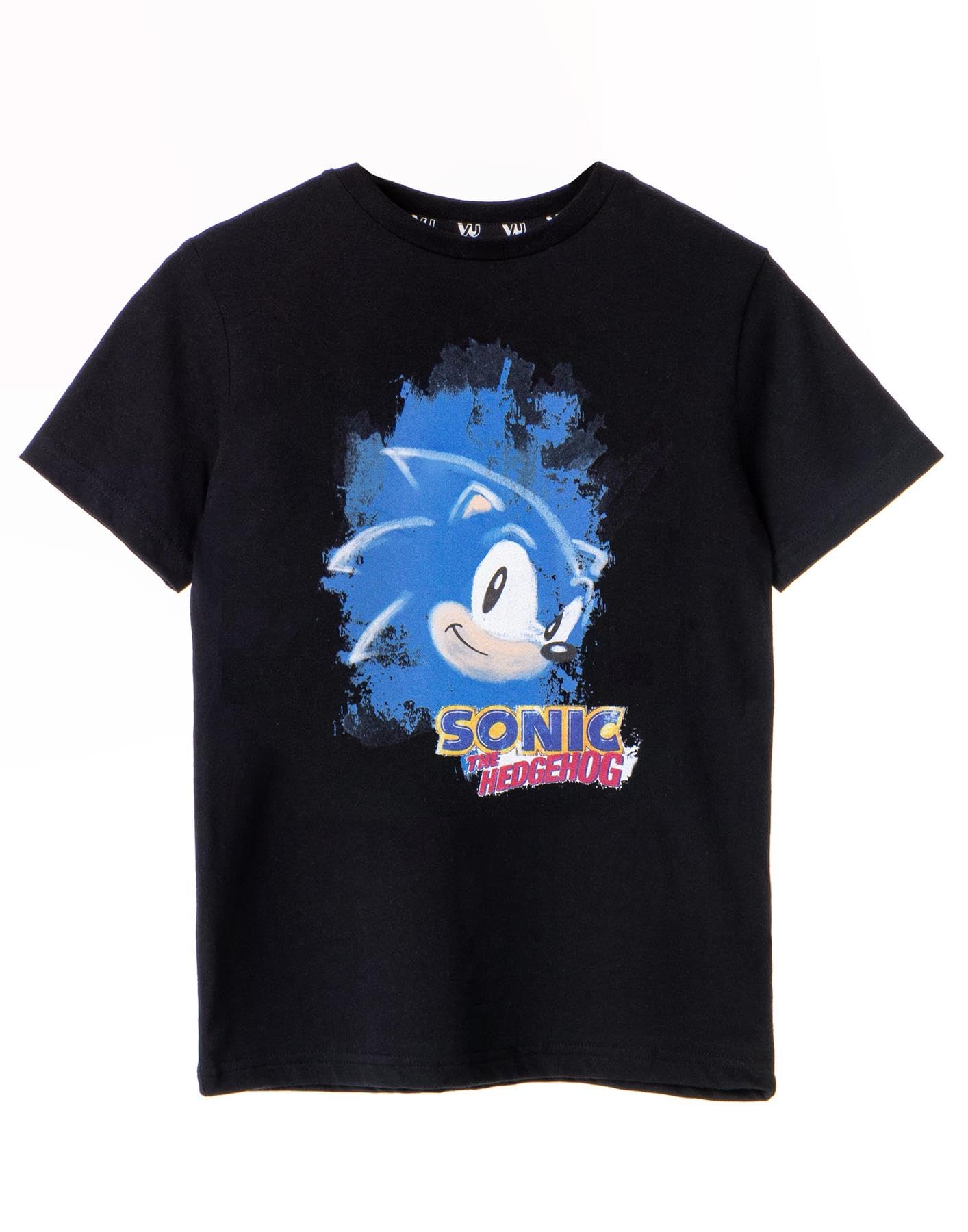 Vanilla Underground Boys Black Sonic The Hedgehog Watercolour Short Sleeved T-Shirt - 5-6 Years