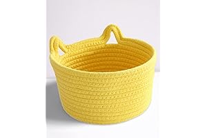 Adorable Yellow Woven Basket with Cat Ear Handles