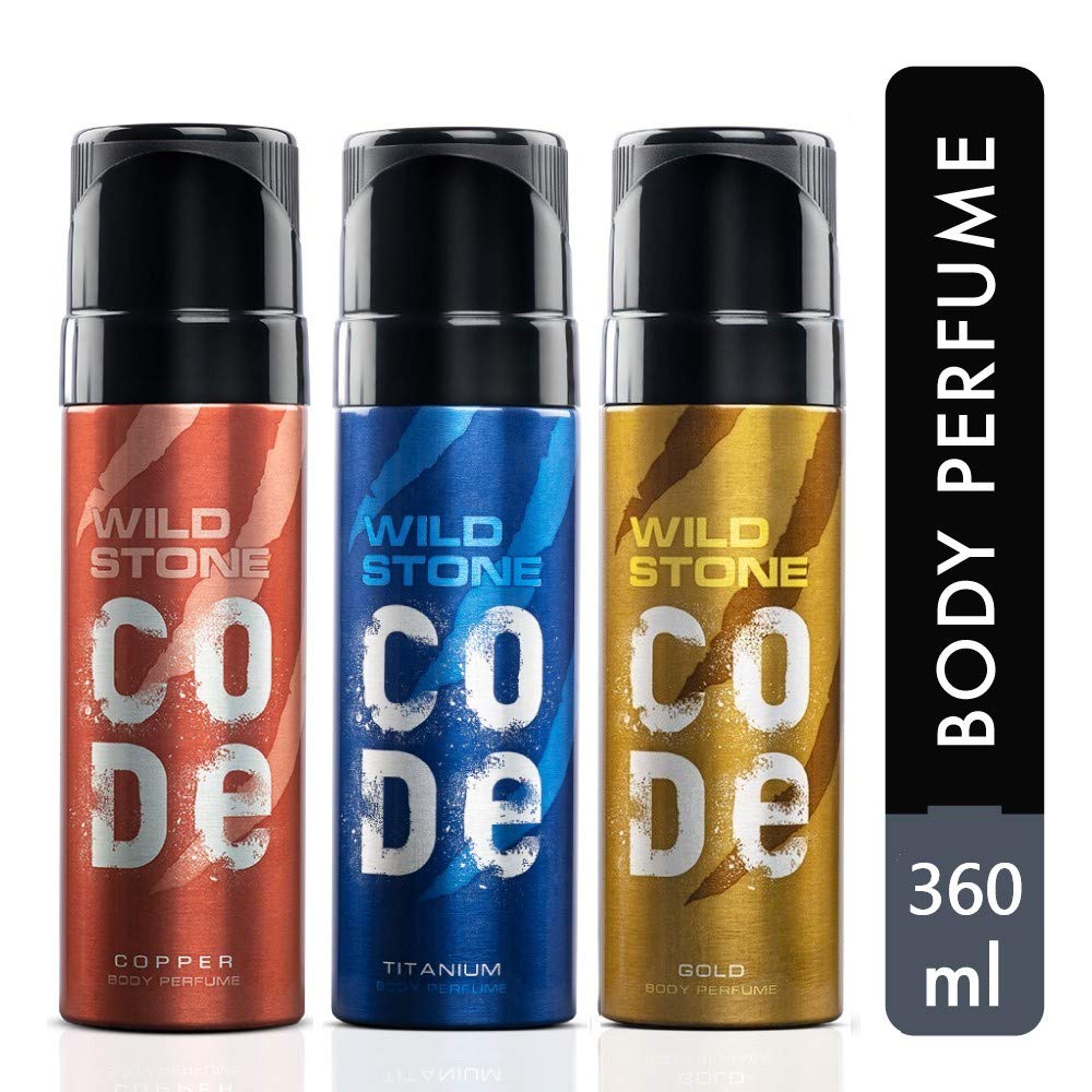 Wild Stone Code Titanium, Copper and Gold Body Perfume for Men 120ml (Pack of 3)-image-11
