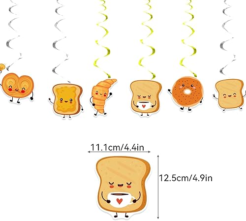 Miniatura 4 de Decoración de fiesta de pan, suministros de fiesta de cumpleaños con pan, pancarta de cumpleaños con espirales colgantes, decoración de cupcakes,