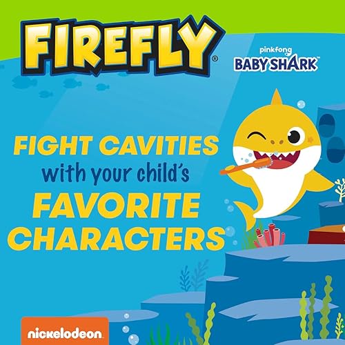 Miniatura 5 de Firefly Clean N' Protect, cepillo de dientes Baby Shark con cubierta de personaje 3D, cerdas suaves, mango de agarre antideslizante, batería