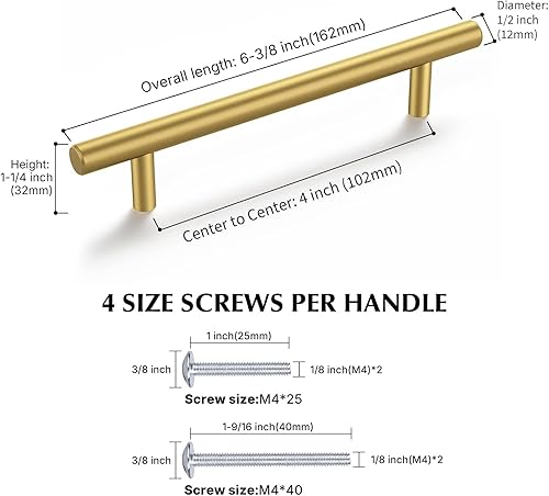 Miniatura 10 de Haliwu Paquete de 30 tiradores dorados para gabinetes, tiradores de latón cepillado de 5 pulgadas con centro de agujeros de acero inoxidable para
