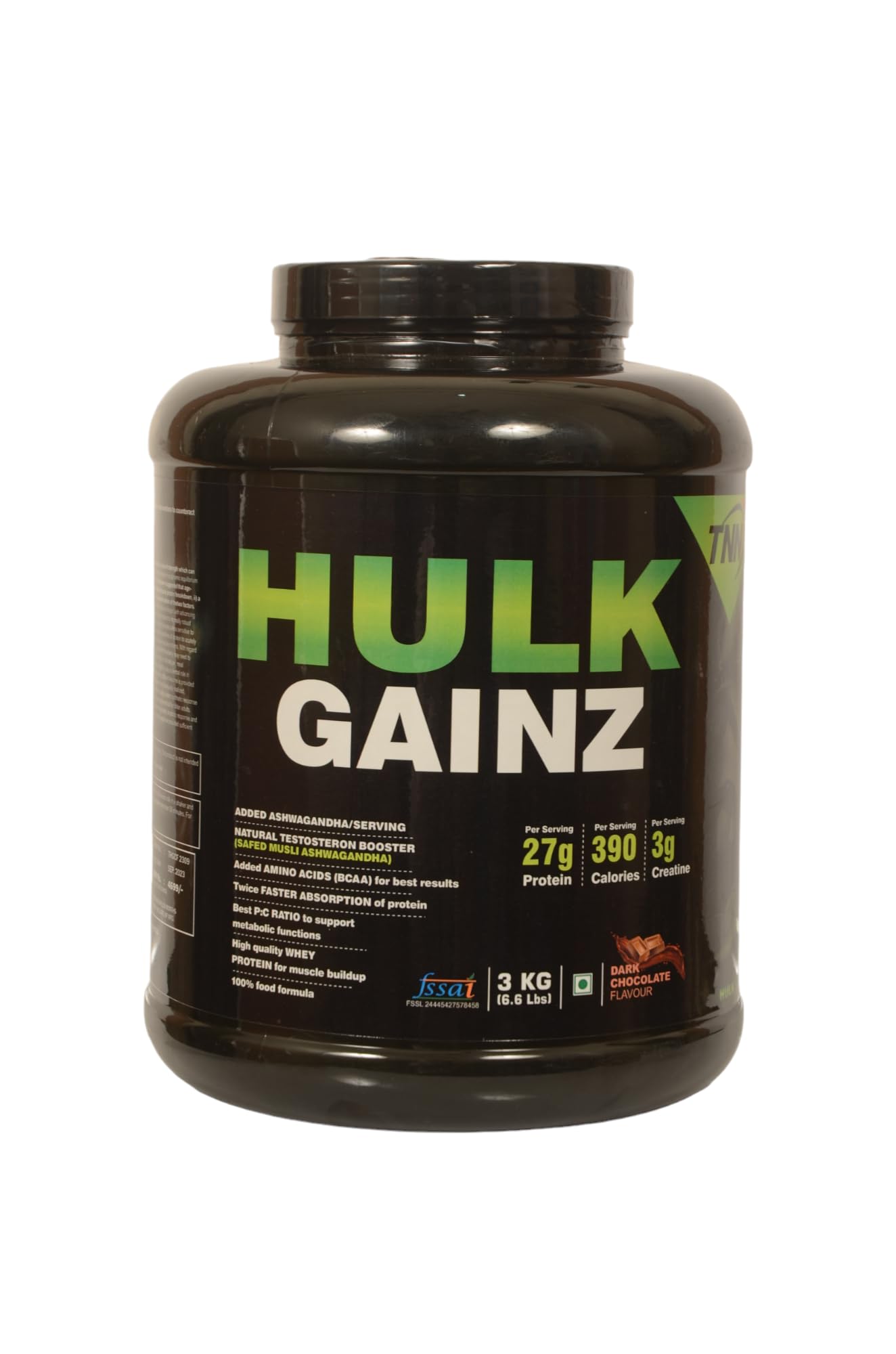 TNN Sports Hulk Gainz Mass Gainer & Weight Gainers High Protein High Calorie Weight Gainer Powder - 3 kg (Chocolate) with Vitamins and Minerals, Vegetarian