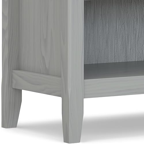 Miniatura 14 de SIMPLIHOME Amherst Mesita de noche tradicional de madera maciza de 24 pulgadas de ancho, color gris niebla, para sala de estar y dormitorio