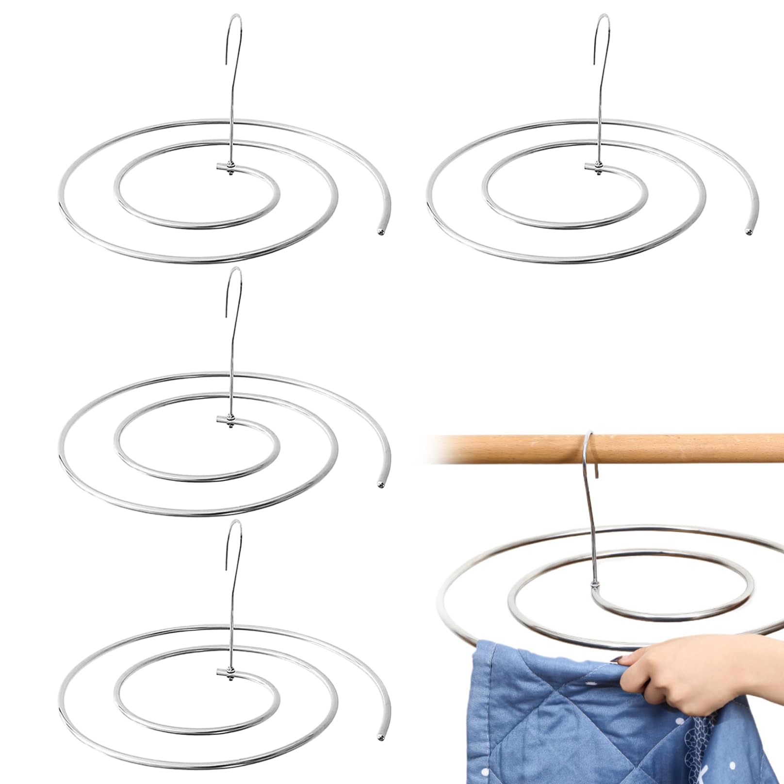 Lcarege 4Pcs Drying Rack, Space-saving Spiral Shaped Clothes Drying Rack Multi-functional Laundry Hanger for Bed Blankets Towel