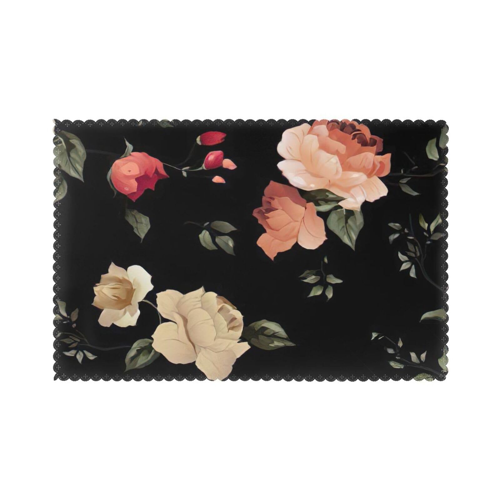 Autumn Beautiful Floral Print Placemats for Dining Table Set of 6 12x18 Inch Table Mats for Party Kitchen Dining.