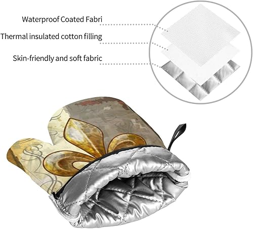 Miniatura 5 de Fleur De Lis - Juego de manoplas de horno y soportes para ollas retro resistentes al calor