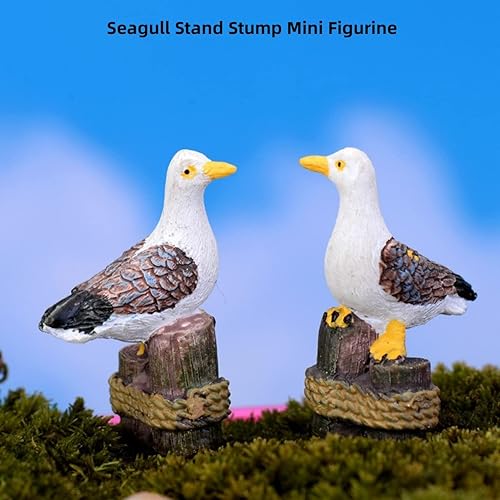 Miniatura 3 de Soporte de gaviota en miniatura, accesorios de jardín de hadas, mini figura de pájaro marino para decoración de jardín de hadas, decoración de micro