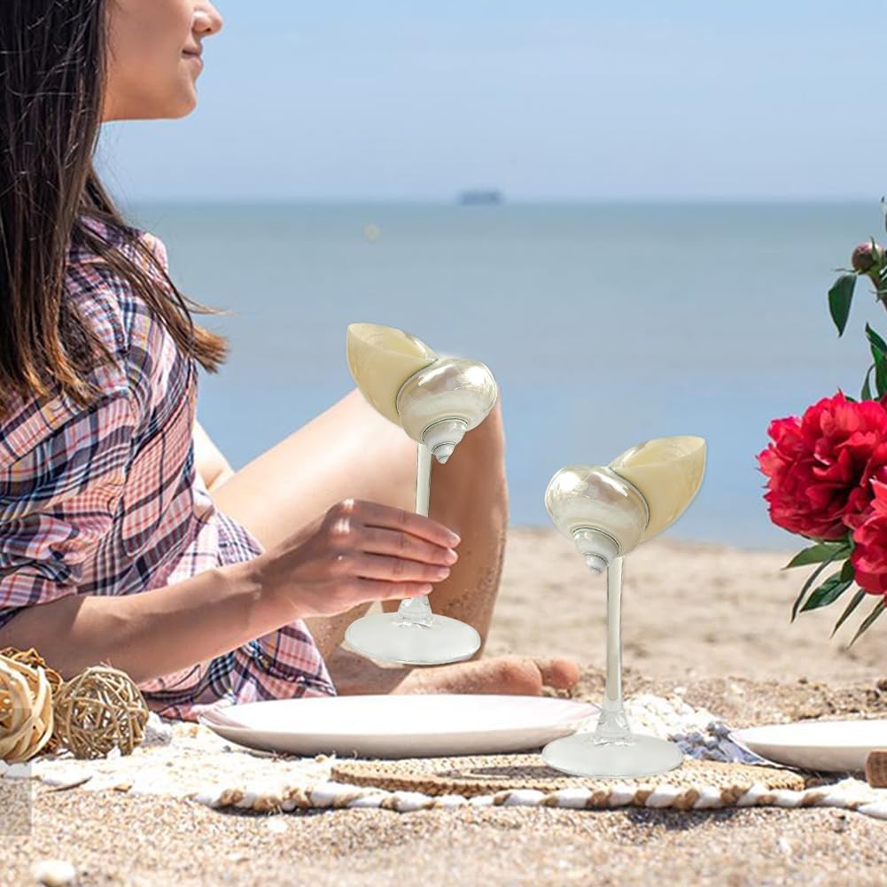 LYFJMUS 2 Pcs Seashell Wine Glasses Wedding Wine Glasses Conch Cup Martini Cocktail Glass Cup for Birthday Wedding Beach Bridesmaids Anniversary Party