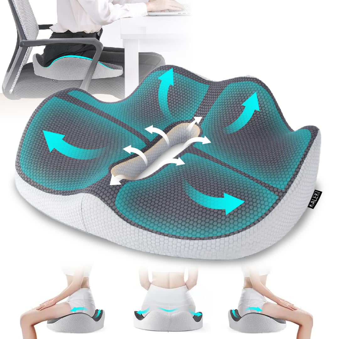 Cojin Coxis de Espuma Memoria Portátil - Cojines para Sillas Oficina Gaming- Cojin Antiescaras Silla Oficina- Cojin Asiento Coche Lumbar hemorroides