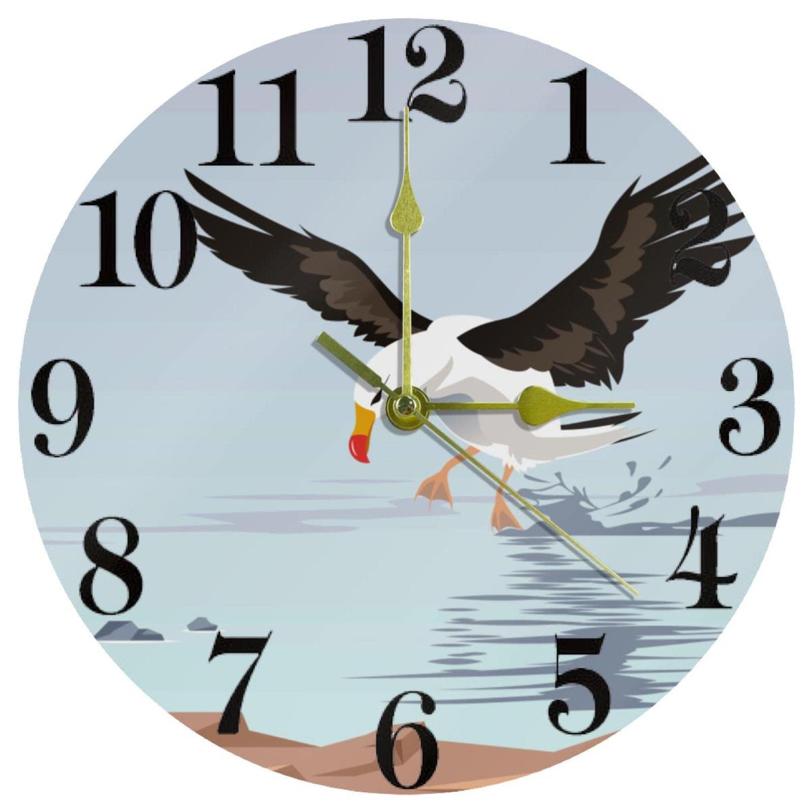 Horloge murale à quartz oiseau de mer pour le salon