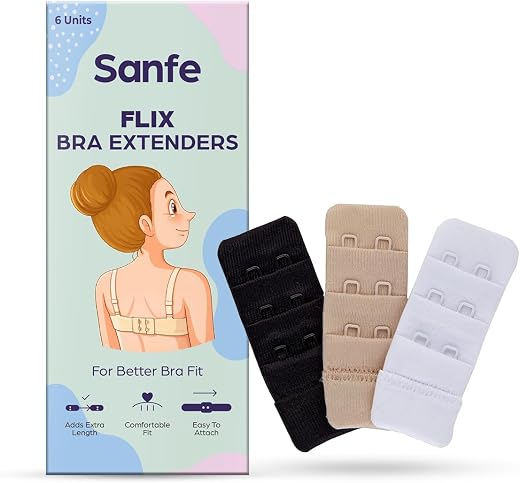 Sanfe Flix Bra Extenders for Better Bra Fit | Pack of 6 White