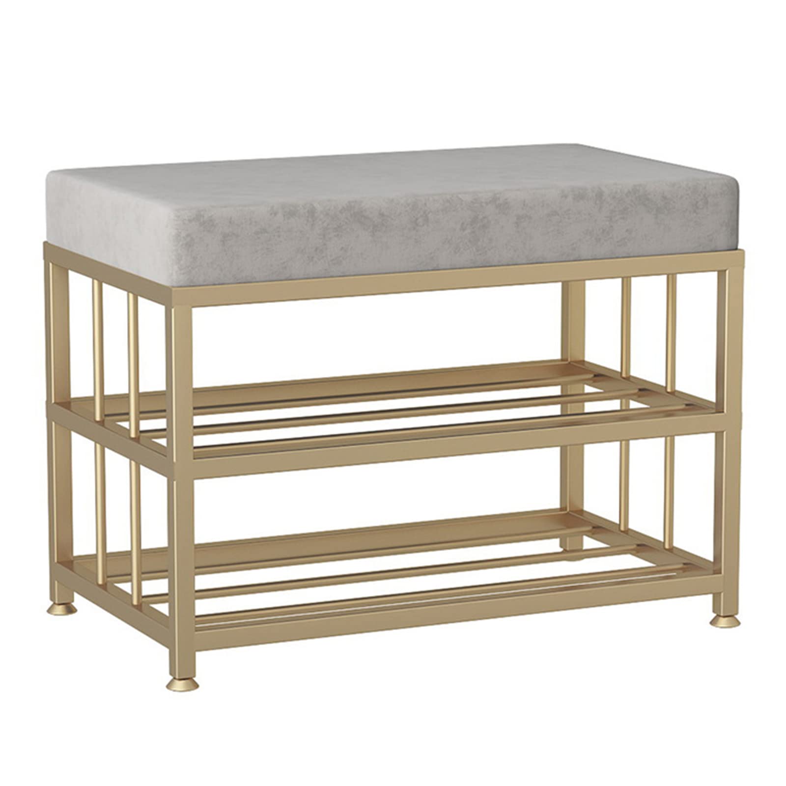 Tabouret repose-pieds velours gris moderne banquette entrée bout de lit