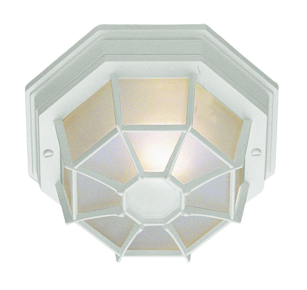TRANS GLOBELighting 40582 WH Benkert Collection 11 Inch One Light Outdoor Ceiling Lantern Style Flush Mount I White Finish I Traditional Style Light Fixture I