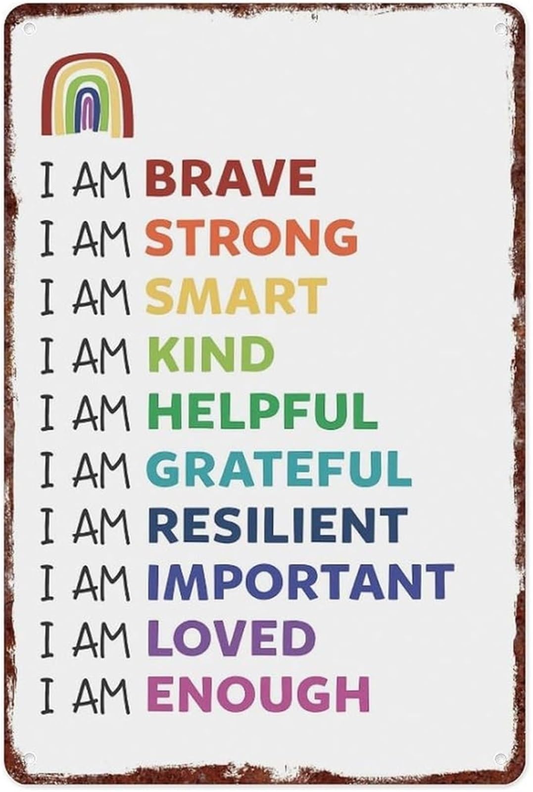 ICYJRFHLTF Rainbow Retro Inspirational Affirmations Aluminum Metal Sign Vintage Wall-Art for Room Classroom Home 8 X 12 in