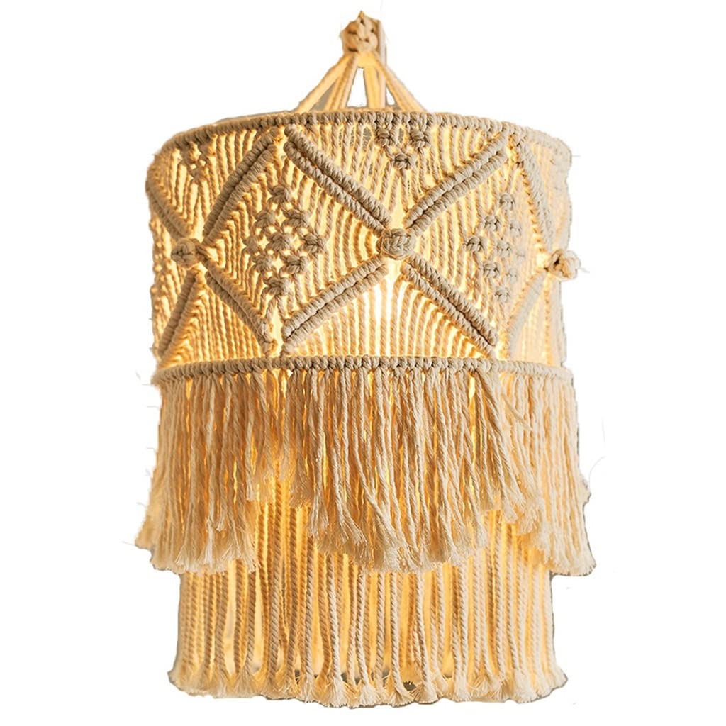 CWCQGH Handmade Wall Tapestry Lampshade Bohemia Decor Handcraft Tassel Background Headboard Hanging