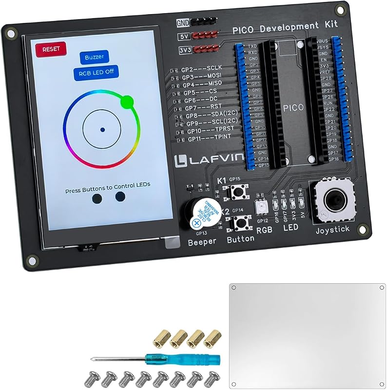 PICO Development Kit for Raspberry Pi Pico 2/2W/1/1W, 3.5" 320×480 Capacitive Touch Screen, Mini PSP Joystick, Plug-and-Play No Soldering, 40PIN GPIO Expansion Board