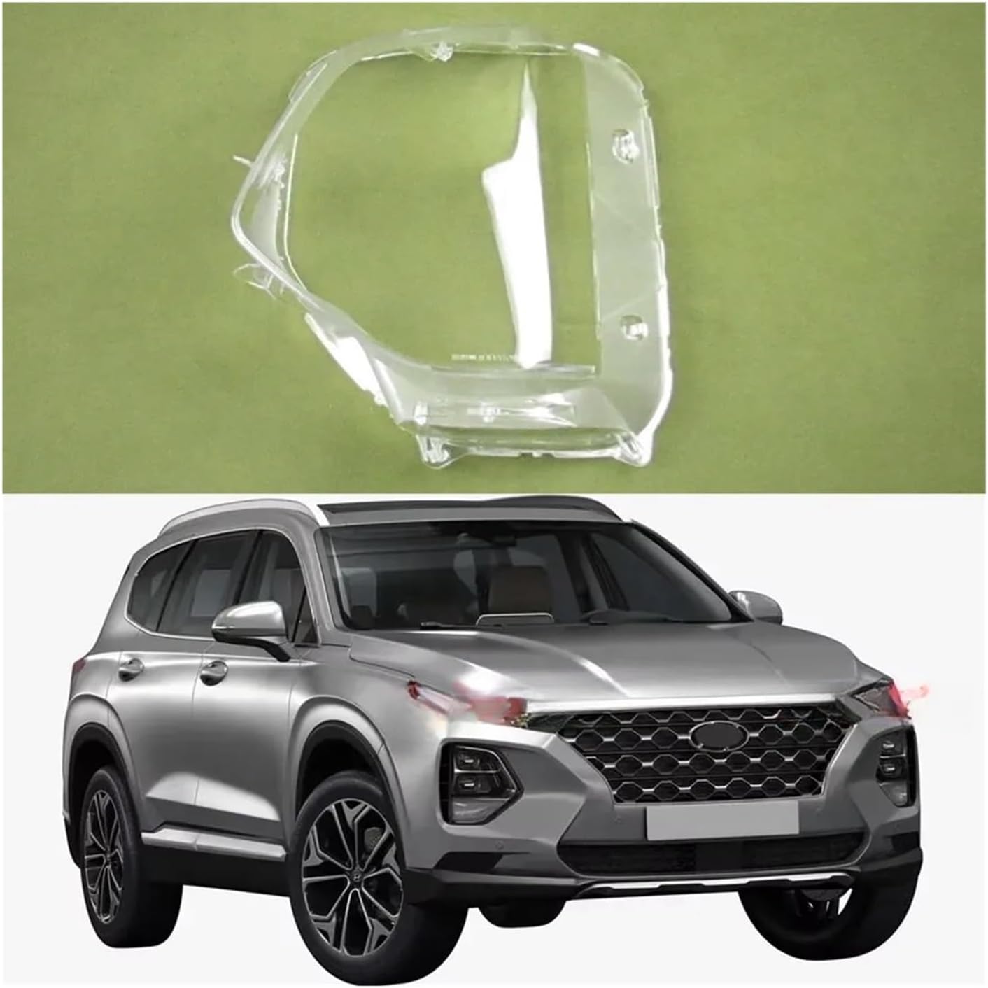 Compatible For Hyundai Santa Fe 2019 2020 Headlight Lens Cover Transparent Lampshade Headlamp Shell Plexiglass Auto Replacement Parts(1PCS left side)