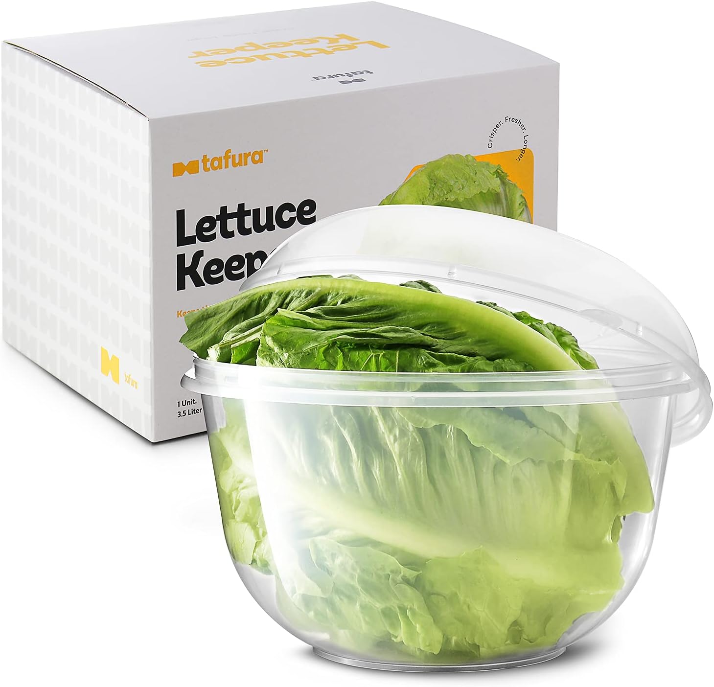 TafuraLettuce Keeper for Fridge, Lettuce Crisper, Vegetable Saver with Cover, Lettuce Storage Container with Lid, Crisp and Fresh Greensaver, Salad Saver Box.