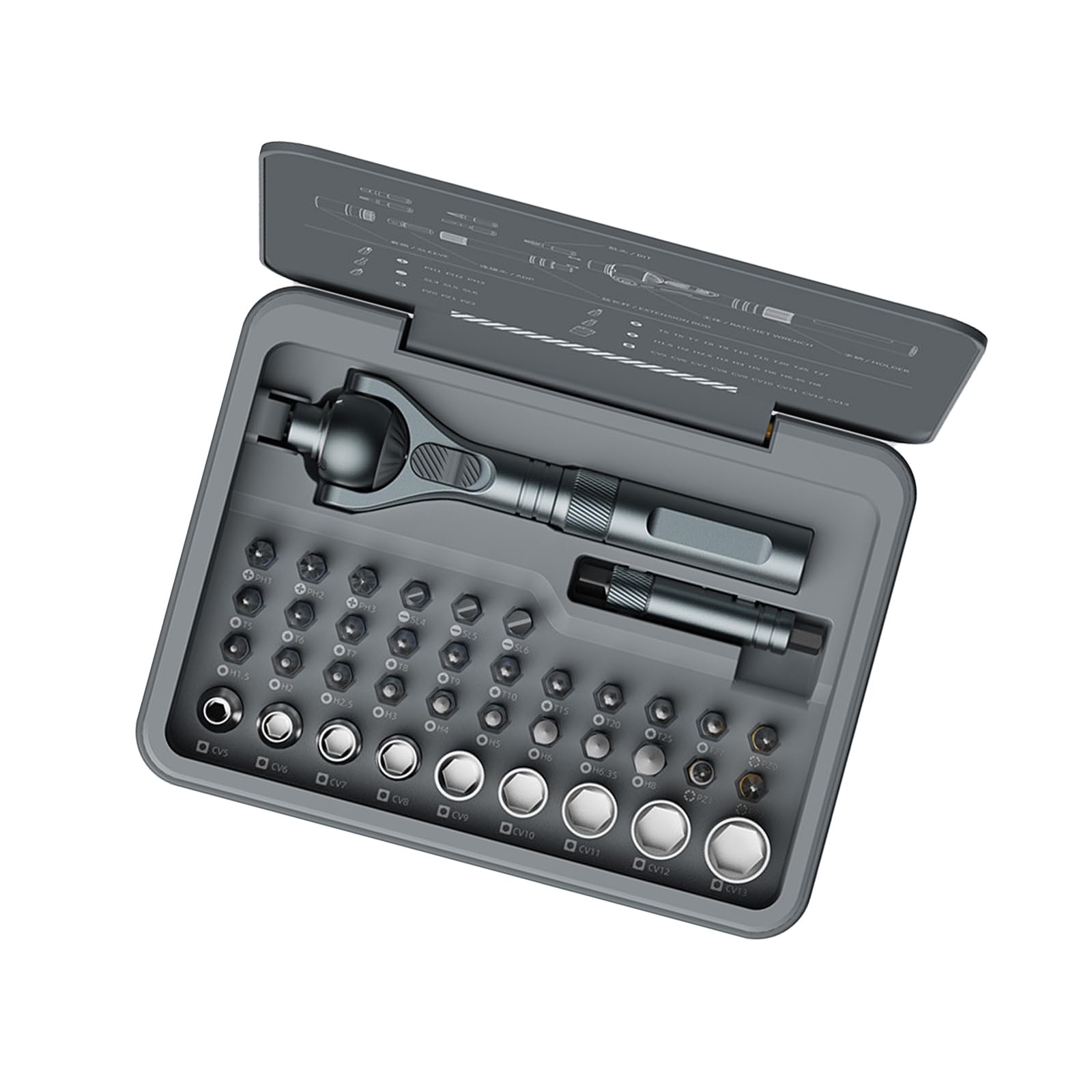 Kalttoy 40Pc Ratcheting Screwdriver Set 9Sockets 28Bits Multiple Hand Tool For Bike Maintenance And Repairs Tool Screwdriver Set