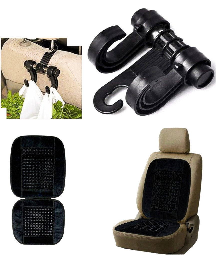 Car Double Hook Headrest Luggage Holder, Bead Seat Cushion with Black Velvet Border-image-8
