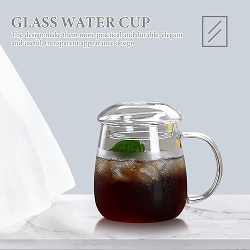 Miniatura 9 de BESTonZON Taza de vidrio con tapa vaso para beber en forma de hongo tazas de café vintage tazas de café tazas de cerveza en relieve taza de té taza