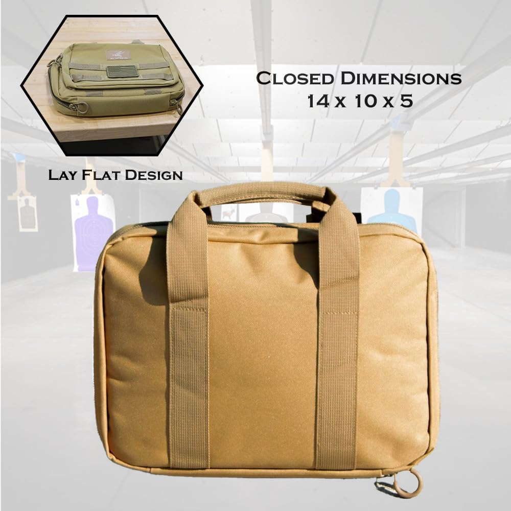 Exos Double Pistol Case - Tactical Double Soft Pistol Gun Bag - Handgun Carrying Case with Compartments - Hand Gun Storage Bag with MOLLE Webbing and Padded Interior - Image 4