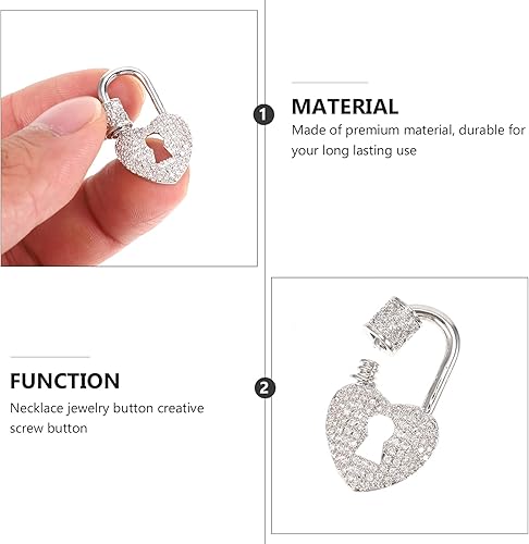 Miniatura 8 de Cierre en forma de corazón, mosquetón de cobre con bloqueo de llavero, mosquetón para collares, aretes, joyería, fabricación de bricolaje, plata