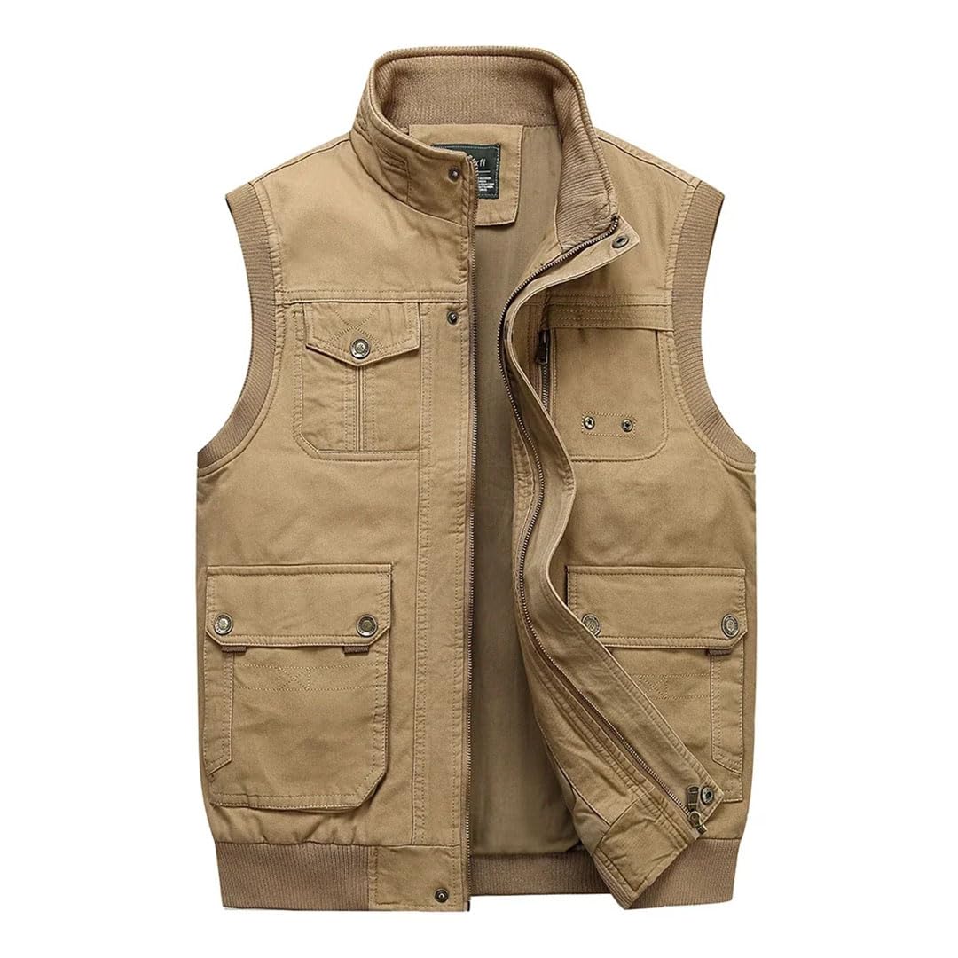 Gilet da uomo Multi Tasche Cotone Gilet di Grandi Dimensioni Maschio Senza Maniche Giacche Gilet Da Pesca