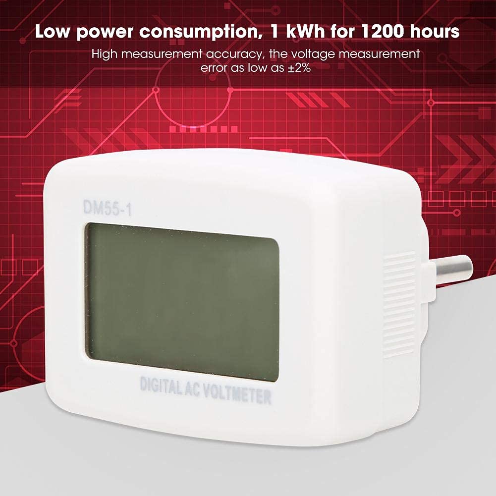 DM55-1-EU cyfrowy woltomierz AC, wysoka dokładność, urządzenia gospodarstwa domowego, wtyczka UE 230 V, 50 Hz