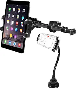 Macally Car Headrest Tablet Mount and a Cup Holder Tablet Mount, Comfort for Everyone