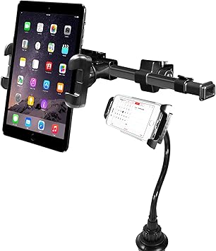 Macally Car Headrest Tablet Mount and a Cup Holder Tablet Mount, Comfort for Everyone