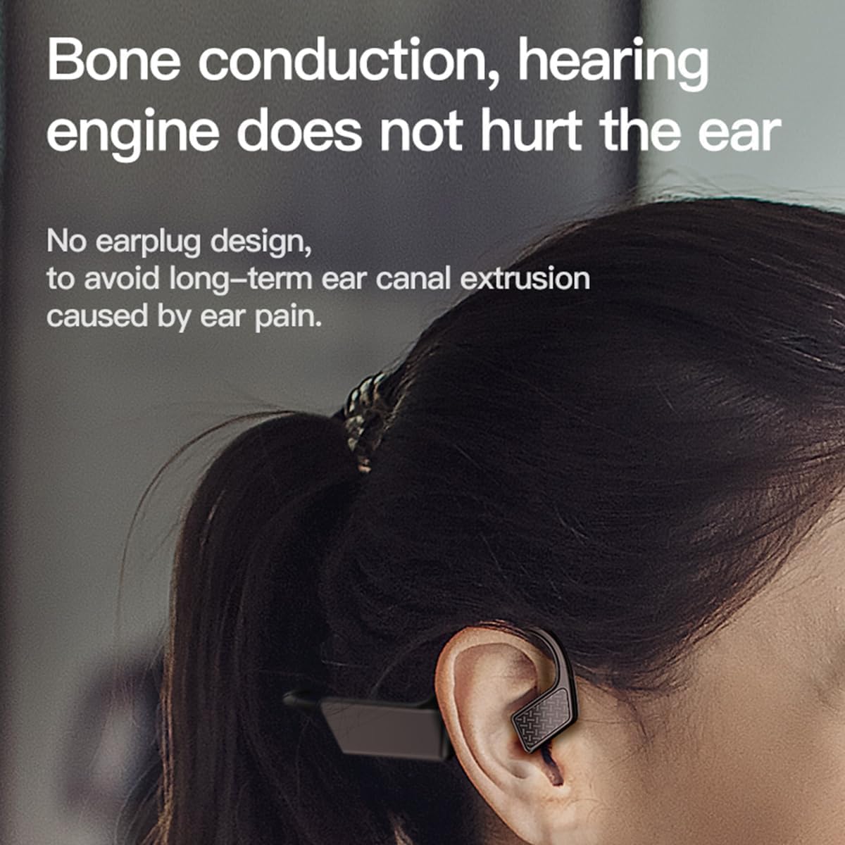 Bone Conduction Headphones Wireless Open-Ear Headphones, Sweatproof Running Headphones,Wireless Earphones with Mic for Running Workout Cycling,Black