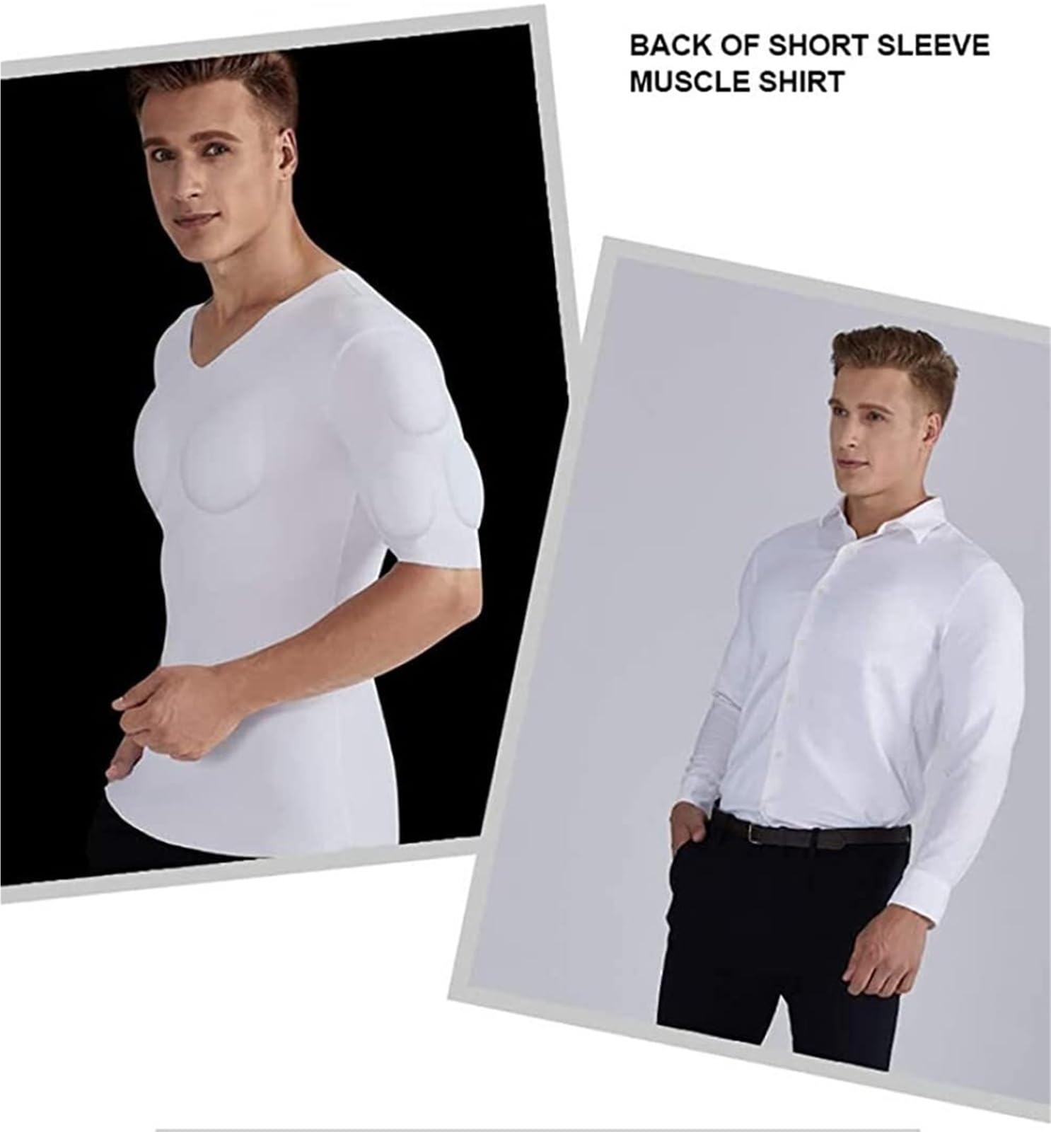 Camiseta con Relleno for Hombre, con Efecto de Abdomen y Pecho Falsos, Transpirable, Suave, Invisible y de compresión.