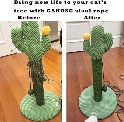 Miniatura 2 de Cuerda de sisal para reparación de árbol de gato, cuerda de sisal de 33 pies, 14 de pulgada (0.236 in) de diámetro para reemplazo de poste rascador