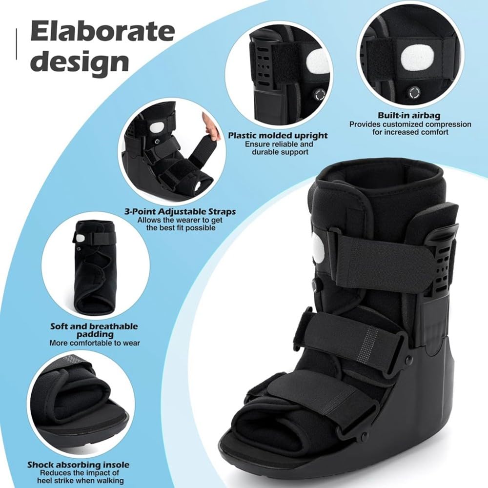 Botas Inflables para Caminar, Bota de Fractura Air Cam Walker, Bota Ortopédica para Tobillo Torcido, Férula de Aire Corto M
