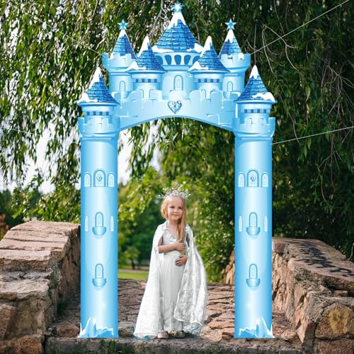 Image of Funrous Door Banner Party Decor Porch Banner Door Sign Set Photo Booth Props Backdrops for Birthday Baby Shower Outdoor Indoor House Porch Decorations(Blue,Princess)